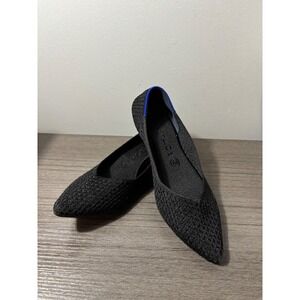 Rothy's The Point Ballet Flats Black Honeycomb Knit Fabric Size 9 Women's